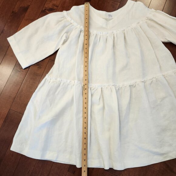 Cedar and Vine women's white short sleeve linen dress - Picture 5 of 5